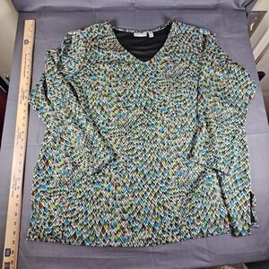 Susan Graver multicolored long sleeve tunic top Size 3X